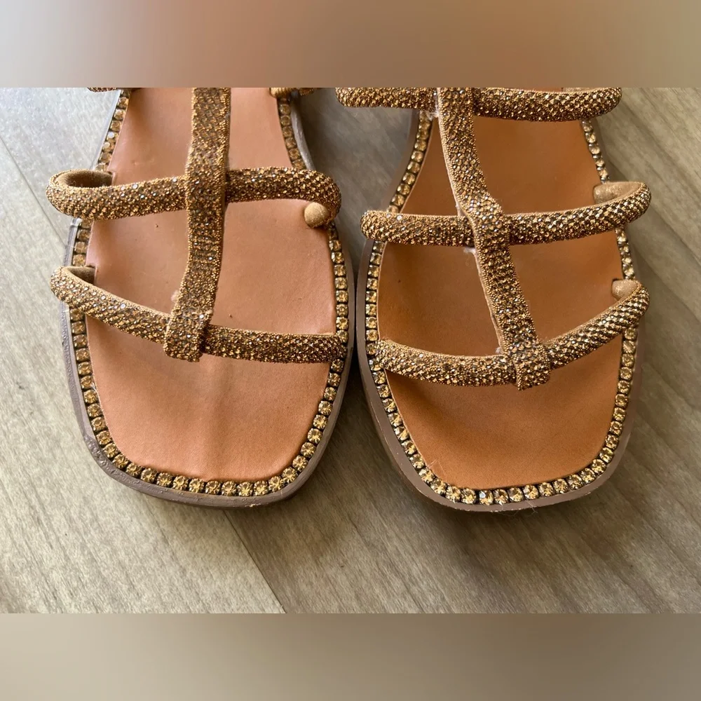 Steve Madden Women's Brown Tan Sparkly Sandals 6.5 - Picture 3 of 5